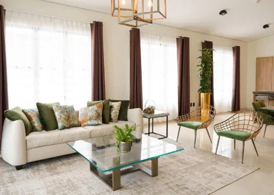 Living area and bedrooms